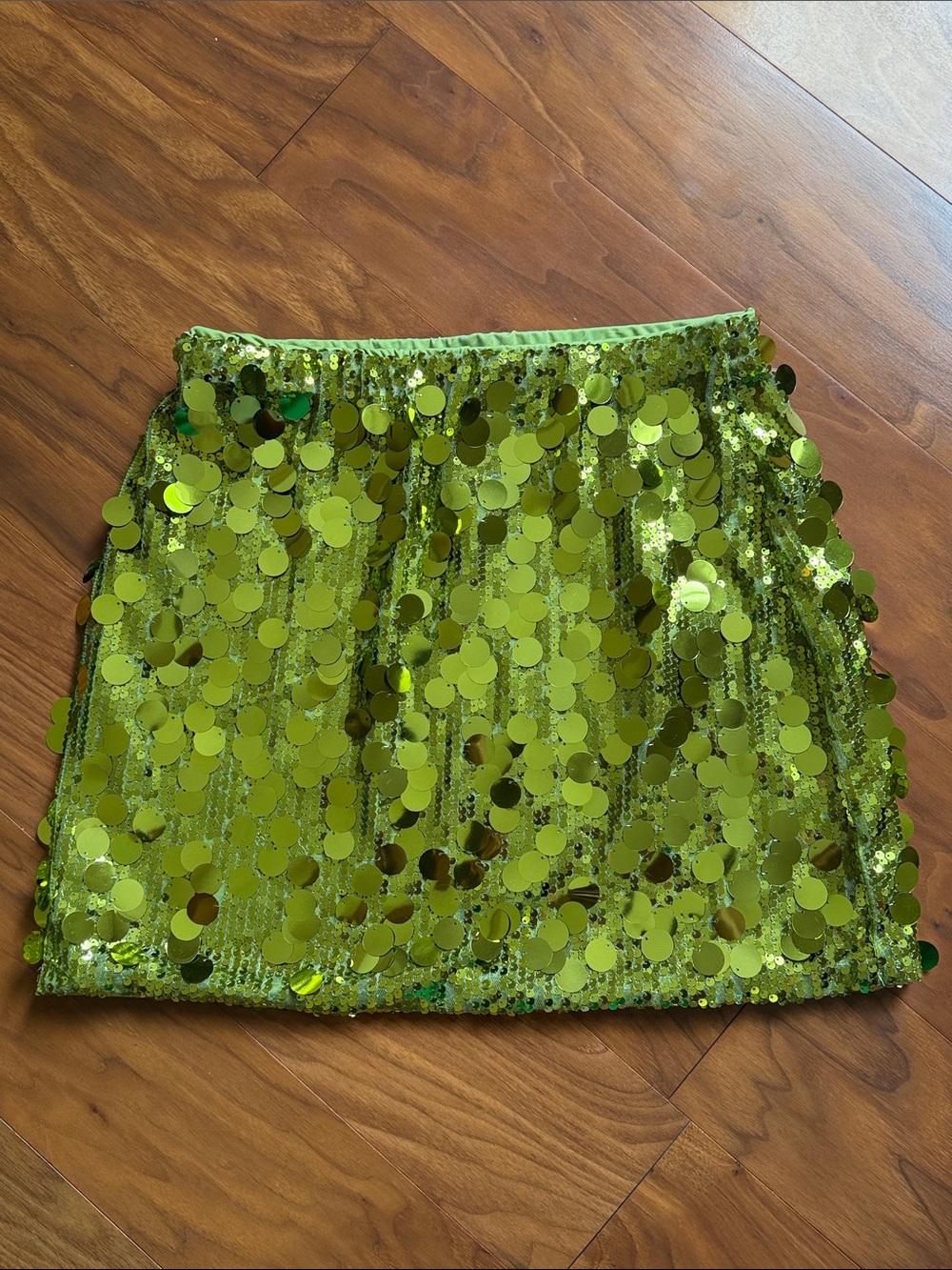 Sequin Mini Skirt in Lime Green